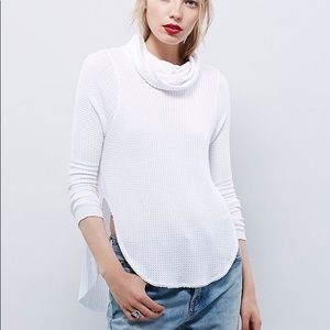 White Free People Cowl Neck Sweater